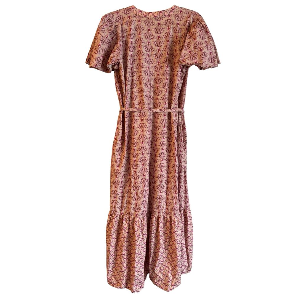 Magari Made In Italy 100% Cotton Maxi Dress Floral Print A Line Short Sleeve XL - Picture 2 of 6